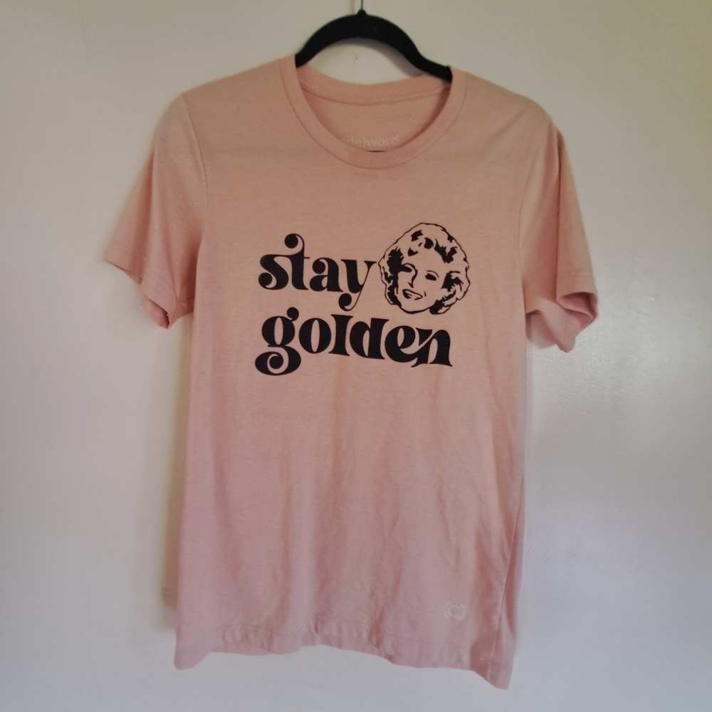 Betty White Stay Golden Graphic Tee Peach Pink Small